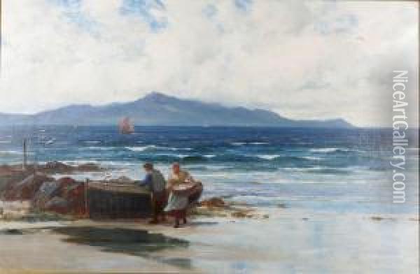 Fiskare Pa Strand Oil Painting - Richard Wane