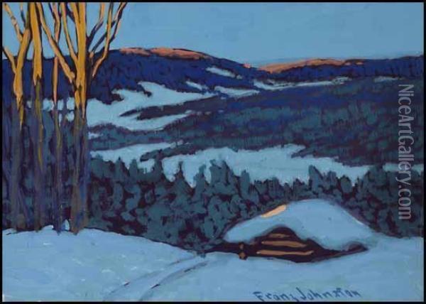 Winter - Late Afternoon Oil Painting - Franz Hans Johnston