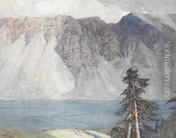 Mountain Scene With Lake Oil Painting - Robert Gwelo Goodman