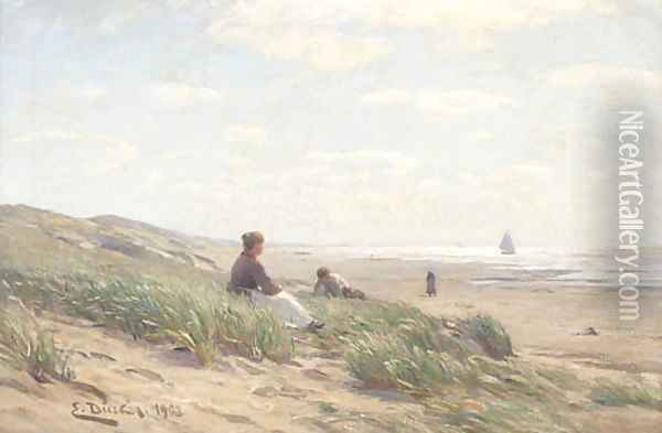 Figures on a beach Oil Painting - Eugene Gustav Ducker