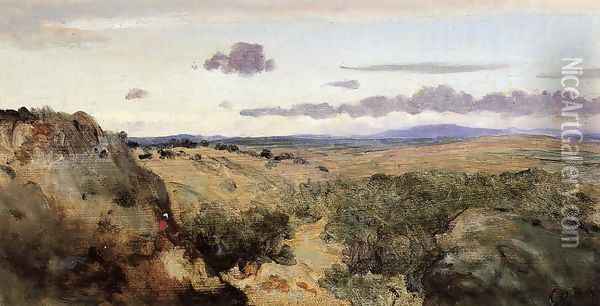 Mountain Landscape, c.1855-60 Oil Painting - Jean-Baptiste-Camille Corot