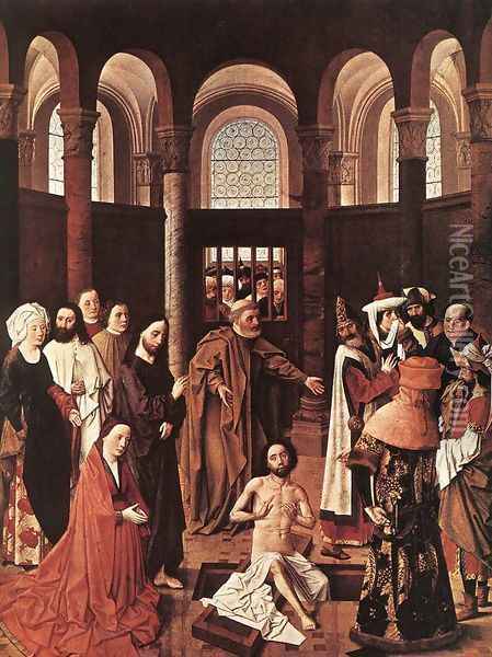 The Raising of Lazarus c. 1455 Oil Painting - Aelbert van Ouwater