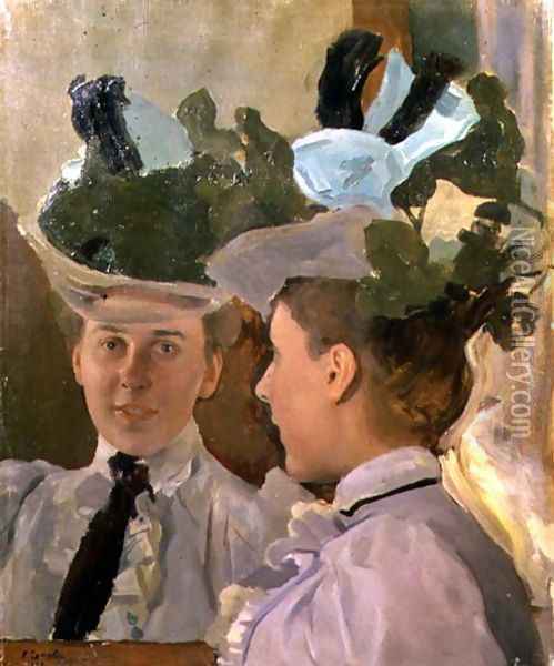 Lady at the Mirror, 1898 Oil Painting - Konstantin Andreevic Somov