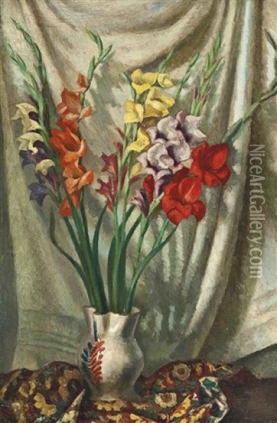 Gladioli Oil Painting - Roger Fry