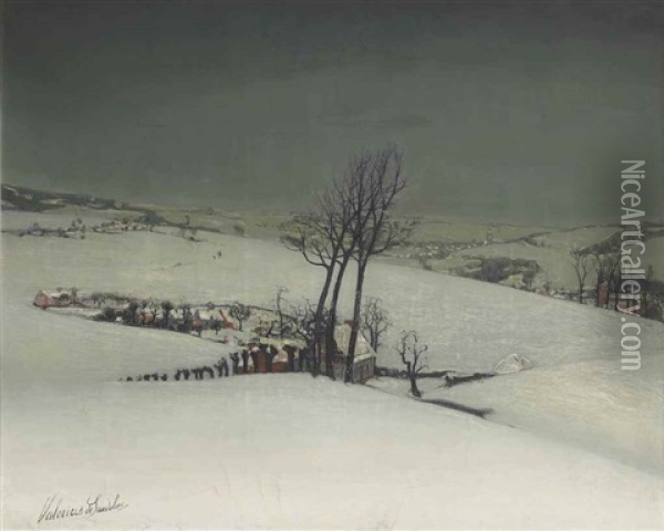 A Winter Landscape Oil Painting - Valerius De Saedeleer