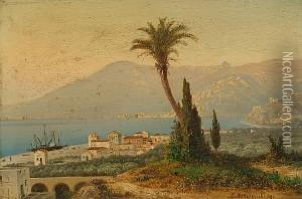 A Mediterranean View Oil Painting - Jozef Marszewski
