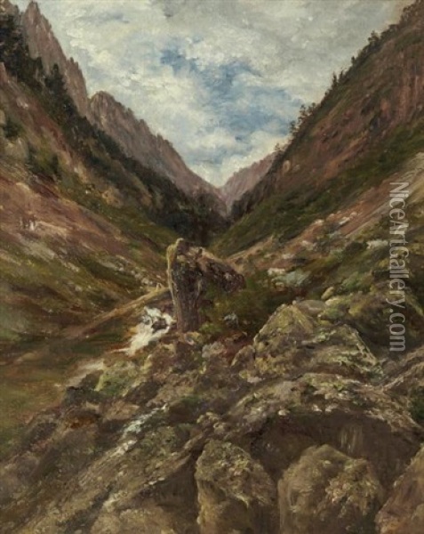 Paysage De Montagne En Ete Oil Painting - Andre Giroux