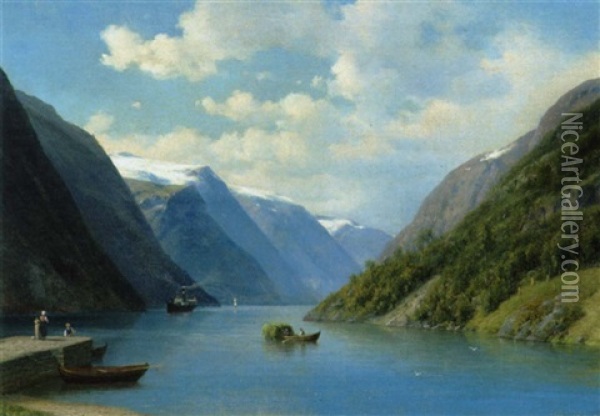 Sorfjorden Ved Odde I Hardanger, Norge Oil Painting - Georg Emil Libert