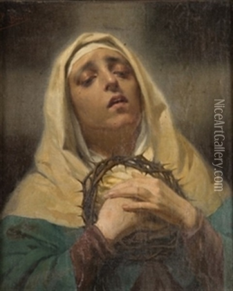 Virgen Dolorosa Oil Painting - Pedro Borrell del Caso