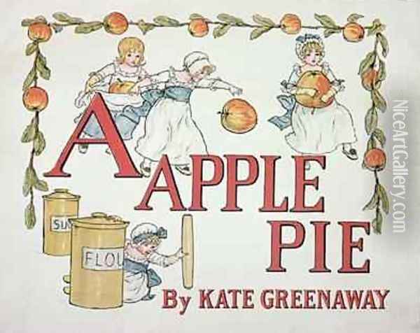 Illustration for the letter A from Apple Pie Alphabet Oil Painting - Kate Greenaway