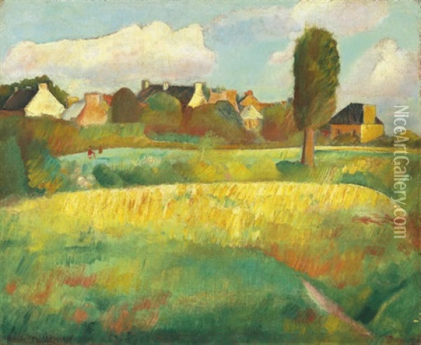 Landscape In Brittany Oil Painting - Boris Dmitrievich Grigoriev