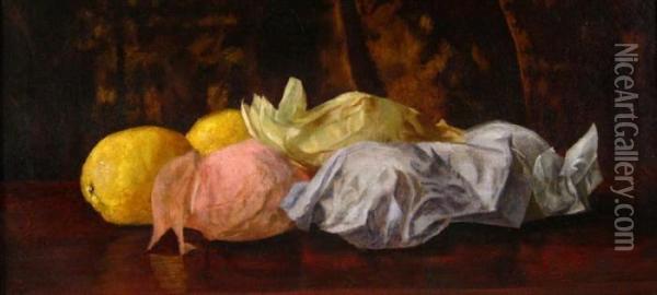 Still Life With Fruit And Tissue Oil Painting - William Joseph Mccloskey