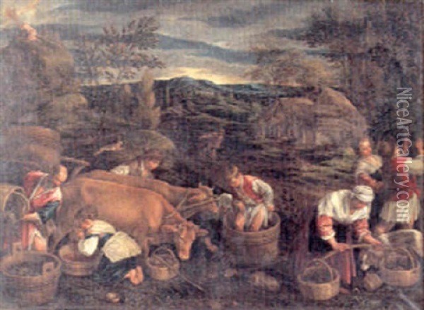 Scene De Vendanges Oil Painting - Francesco Bassano the Younger