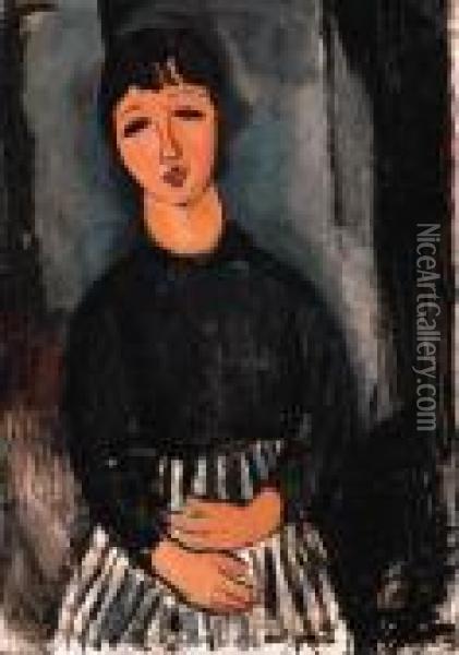 La Servante Au Tablier Ray Oil Painting - Amedeo Modigliani