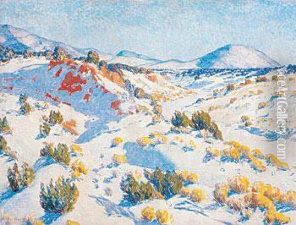 Winter In Santa Fe Oil Painting - Sheldon Parsons