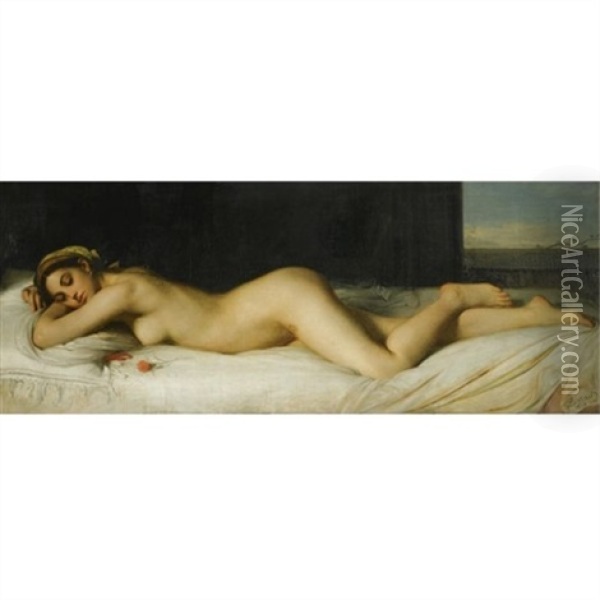 Odalisque Couchee Oil Painting - Joseph Fortune-Seraphin Layraud