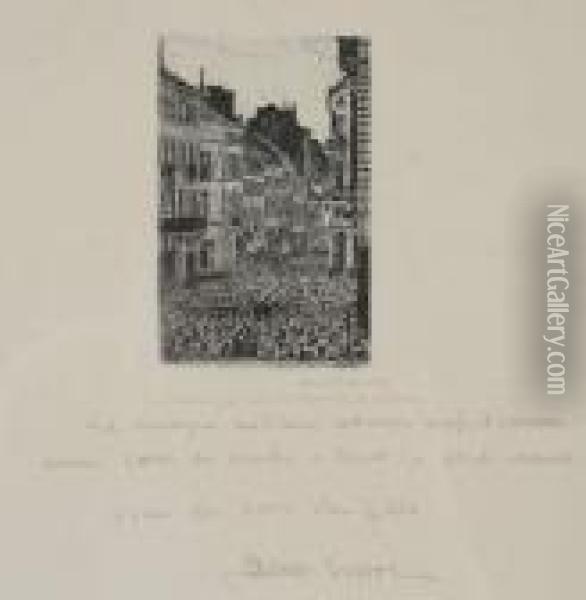 'la Musique Rue De Flandre Aostende' Oil Painting - James Ensor