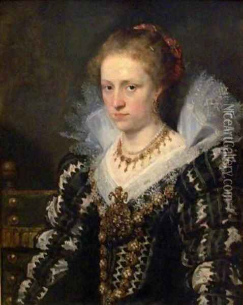 Portrait of Jacqueline de Caestre Wife of Jean Charles de Cordes Oil Painting - Peter Paul Rubens