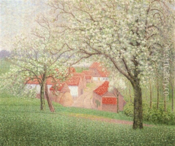 Les Pommiers En Fleurs, Brabant Oil Painting - William Degouve de Nuncques