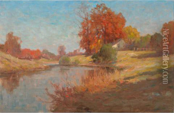 Autumn Landscape Oil Painting - Alexander M. Fleming
