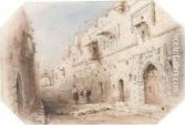 Knight Street, Rhodes Oil Painting - William Henry Bartlett