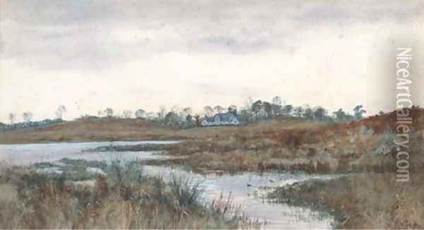 A Norfolk manor house in the evening light Oil Painting - Robert Winter Fraser