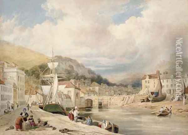 View of Dover Harbour looking towards the Castle Oil Painting - William Henry Stothard