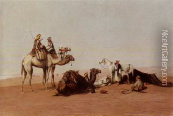 A Caravan Of Camels Oil Painting - Charles Theodore (Frere Bey) Frere