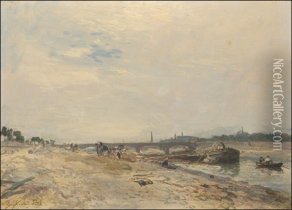Canal And The Bridge Oil Painting - Johan Barthold Jongkind