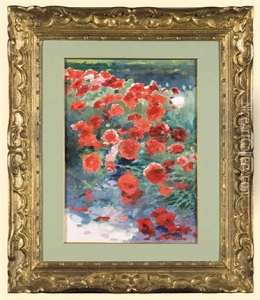 Poppies Oil Painting - Zdzislaw Jasinski