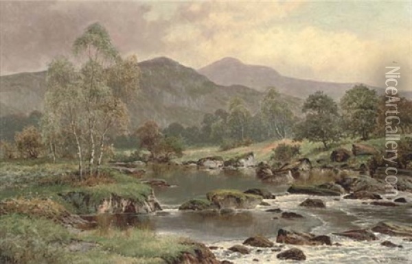 On The River Llugwy, North Wales Oil Painting - William Henry Mander