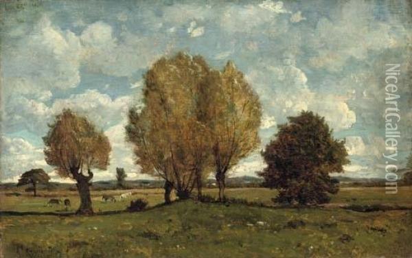 A Meadow Landscape Oil Painting - Henri-Joseph Harpignies