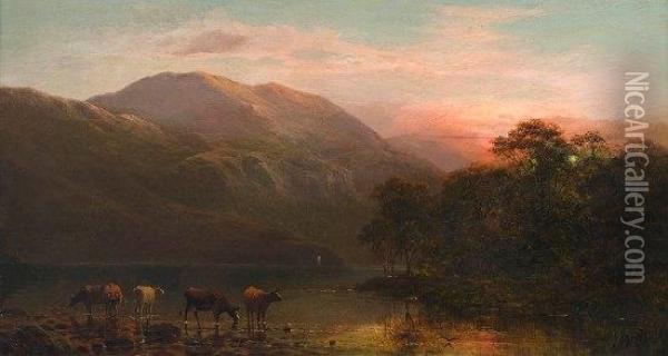 The Lledrvalley - Sunset Oil Painting - Alfred de Breanski