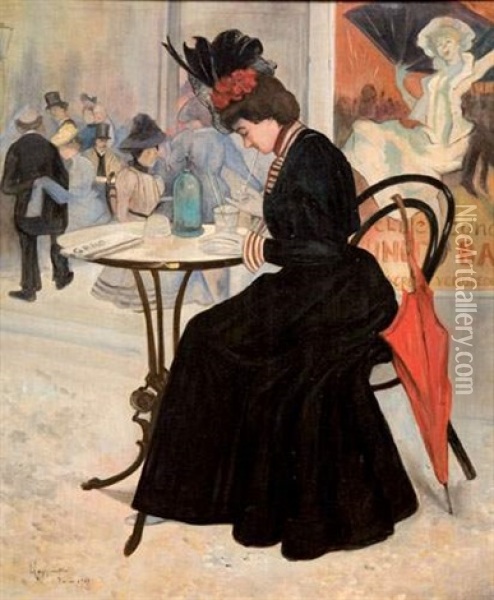Femme Au Cafe Oil Painting - Leonetto Cappiello