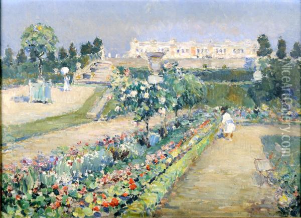 Les Jardins De Versailles. Oil Painting - Maurice Blieck