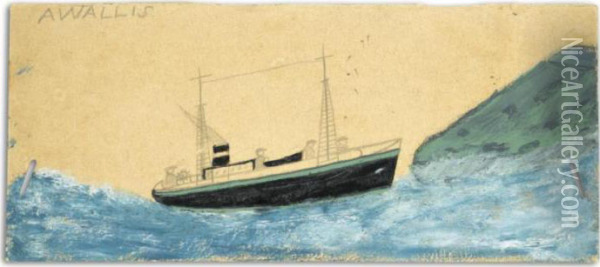 Boat At Sea Oil Painting - Alfred Wallis