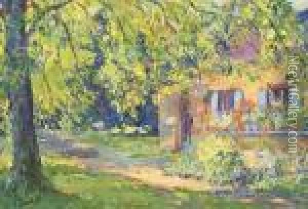 House And Garden Oil Painting - Edward Alfred Cucuel