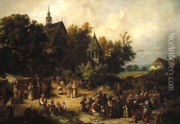 Rural Kermesse Oil Painting - Franciszek Kostrzewski