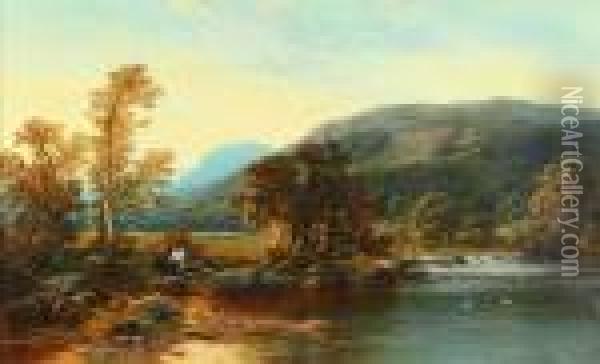 On Conway, Near Wales Oil Painting - Benjamin Williams Leader
