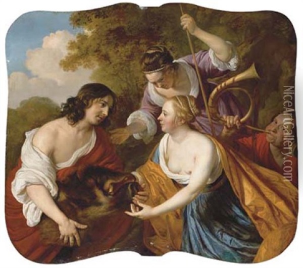 Meleager And Atalanta Oil Painting - Jakob van Loo