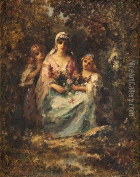 Trois Femmes Dans Un Sous-bois Oil Painting - Paul Vernon