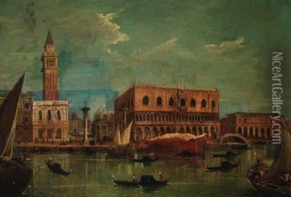 The Bacino Di San Marco, Venice, Looking Towards The Piazzetta Andthe Doge's Palace Oil Painting - Michele Marieschi