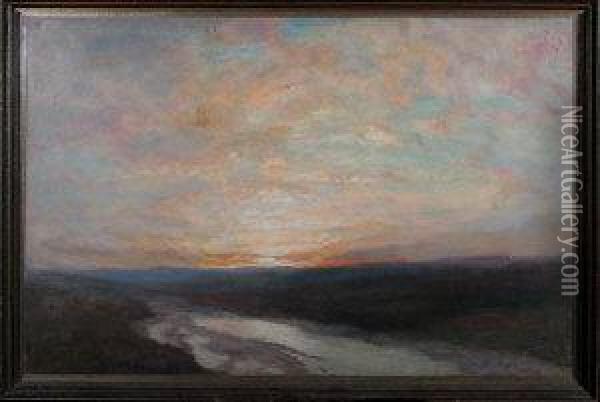 An Upland River At Sunset Oil Painting - John Falconar Slater