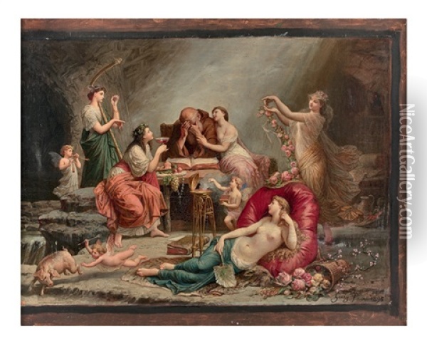 La Tentation De Saint Antoine Oil Painting - Henri Pierre Picou