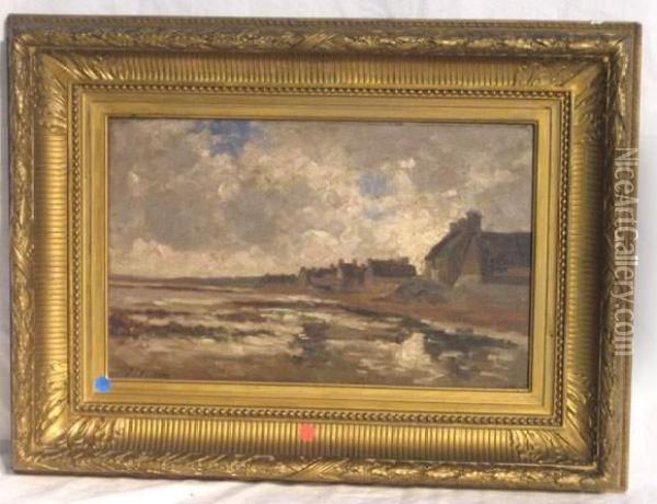  Village De Bretagne En Bord De Mer  Oil Painting - Paul Emile Berton