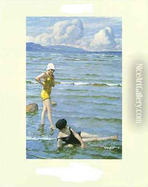 Girls Bathing Oil Painting - Paul-Gustave Fischer