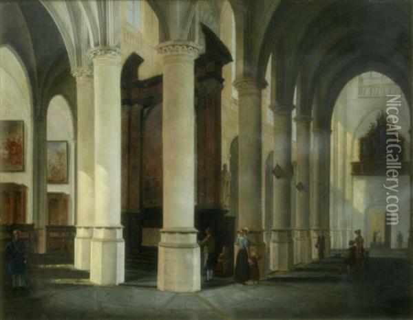 Cathedral Interior Oil Painting - Josephus Christianus Nicolie