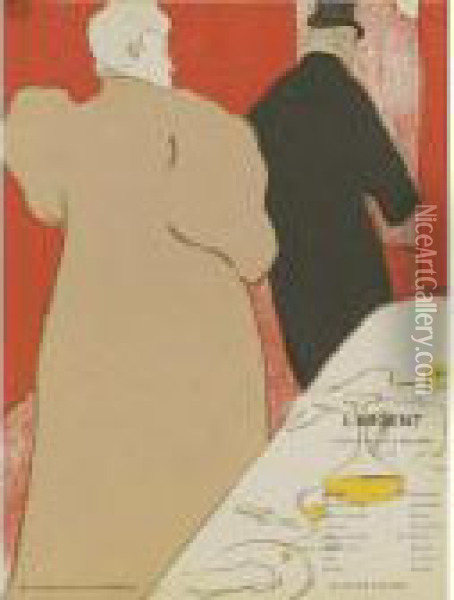Un Monsieur Et Une Dame, Programme Pour 'l'argent' Oil Painting - Henri De Toulouse-Lautrec