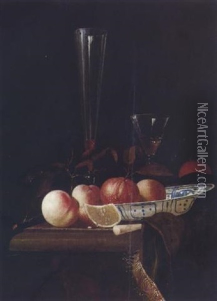 Stilleben Mit Obst, Schale Und Zwei Glasern Oil Painting - Hendrick van Streeck
