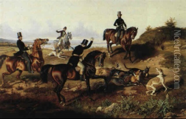 Fuchsjagd Oil Painting - Theodor Franz Zimmermann